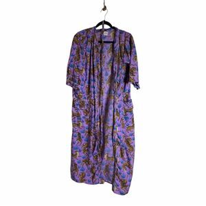 Folklore Couture purple cotton robe featuring a tiger and foliage print OS S/M